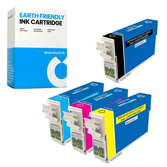 OverstockInk 124 Ink Cartridges 4-Pack Compatible for Epson 124 for Workforce 323 (1 each BK, C, M, Y)