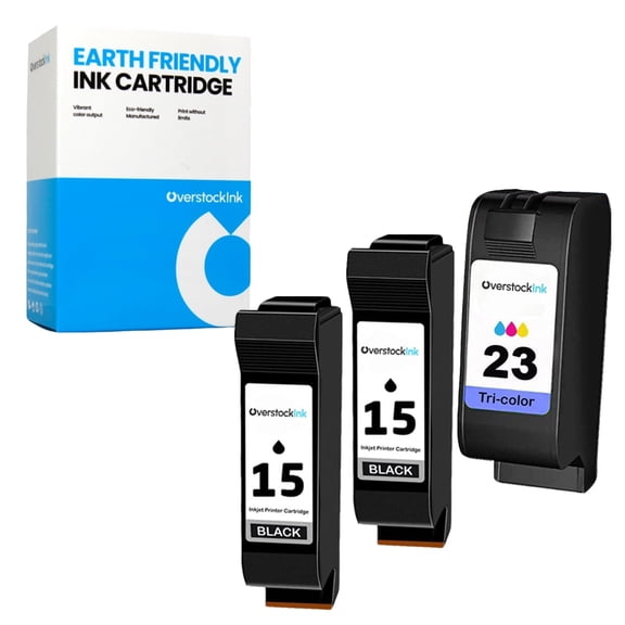 OverstockInk 15 23 Cartridges Compatible for HP15-23 Ink for DeskJet 810 810C 812 812C PSC 500 500xi (2 Black, 1 Tri-color)