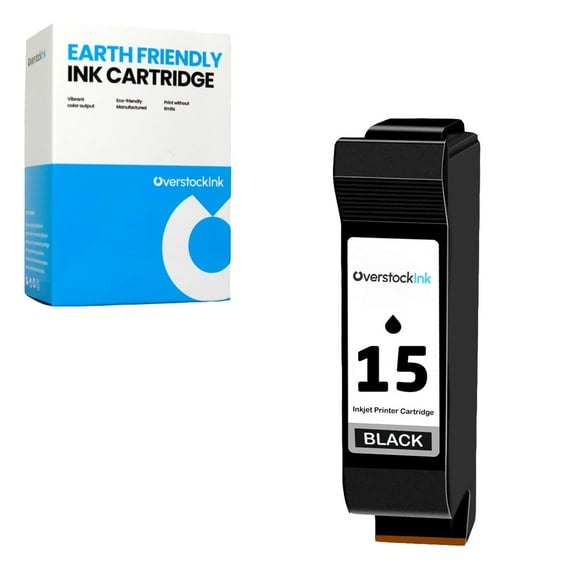 OverstockInk 15 Black Ink Cartridges Compatible for HP 15 Ink Cartridge for DeskJet 3820 3820v 3822 810 810C 812 812C 825 825C 825Cvr 840 840C 841 841C 842C 843 843C 845 845C 845Cvr 920 (1 Black)