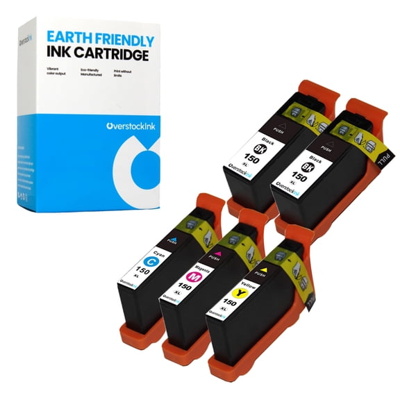 OverstockInk 150XL Printer Ink Cartridges 5-Pack Compatible for Lexmark 150 150XL for S315 (2 BK, 1 each C, M, Y)