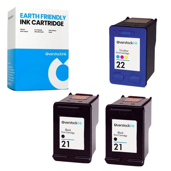 OverstockInk 21 and 22 Ink Cartridges 3-Pack Compatible for HP21-22 for OfficeJet J3508 J3600 (2 BK, 1 C)