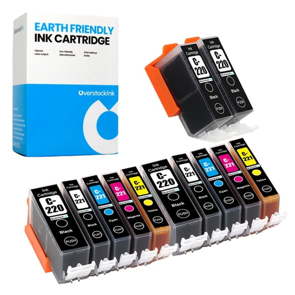 OverstockInk 220 221 Cartridges 12-Pack Compatible for Canon PGI-220 CLI-221 Ink for PIXMA SFP1 (4 PGBK, 2 each BK, C, M, Y)