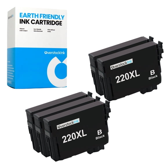 OverstockInk 220 XL Ink Cartridges Compatible for  Epson 220 220XL for Workforce WF-2630 (5 Black)