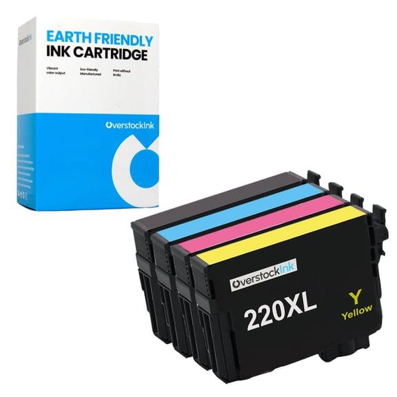 OverstockInk 220XL Ink Cartridges 4-Pack Compatible for  Epson 220 220XL for Workforce WF-2630 (1 each BK, C, M, Y)