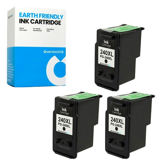 OverstockInk 240XL Ink Cartridge Compatible for Canon PG-240 Ink for PIXMA MG2220 MG3222 (3 Black)