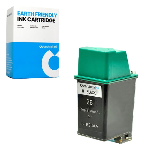 OverstockInk 26 Black Ink Cartridge Compatible for HP 26 DeskJet 400 400L 420 420C 500 500C 500P 510 520 540 540c 550 550C 560 560C Plus FAX 200 200vp 300 310 700 700vp 750 800 900 950 (1 Black)