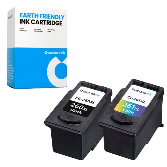 OverstockInk 260XL 261XL Ink Cartridges 2-Pack Compatible for Canon PG-260 CL-261 for PIXMA TS6420 (1 Black, 1 Tri-color)