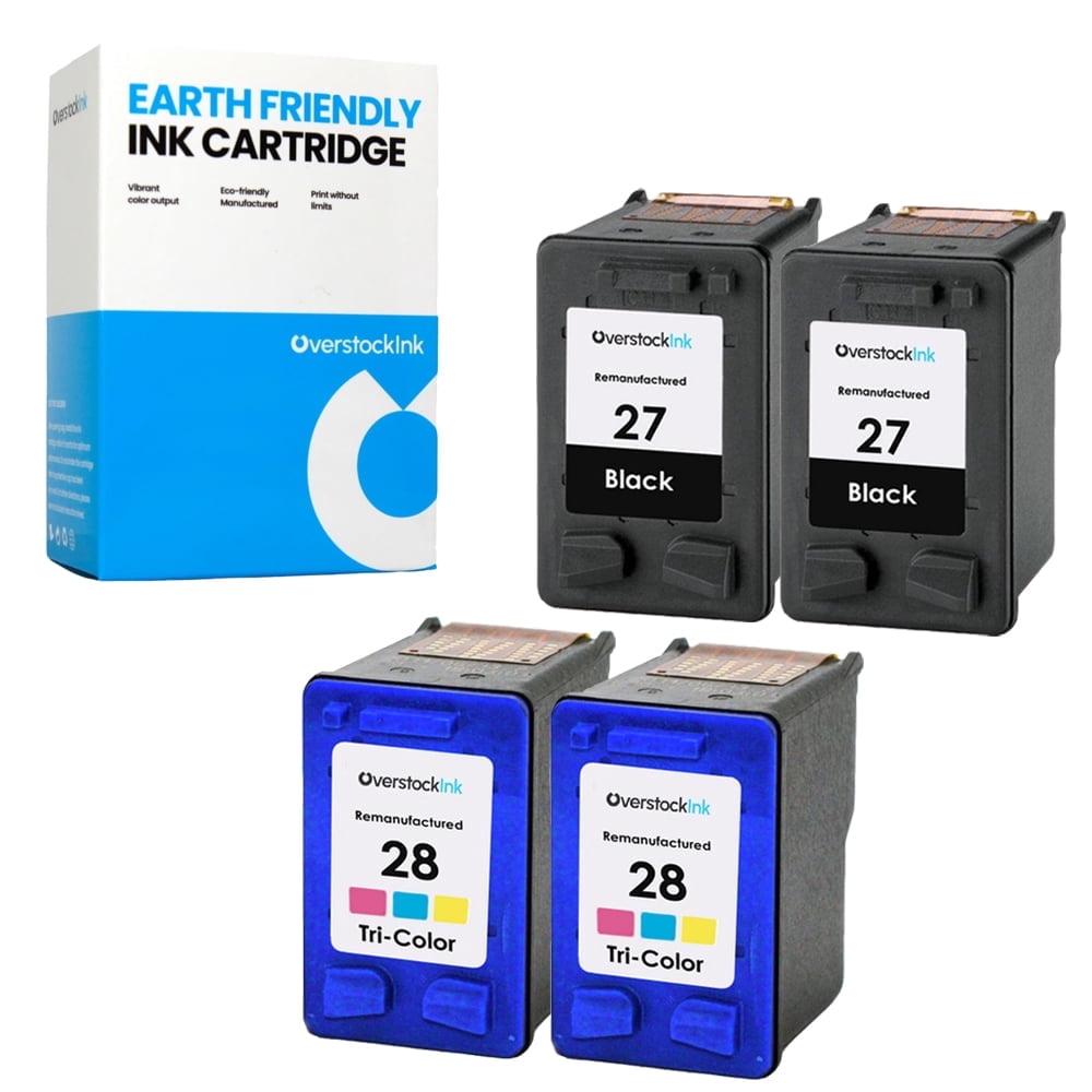 OverstockInk 27 28 Printer Cartridges Compatible for HP27-28 Ink for DeskJet 3535 3550 3620 3650 3651 3653 3740 3740v 3744 3745 3745v 3747 3840 3843 3845 3845xi 3847 5160 (2 Black, 2 Tri-color)