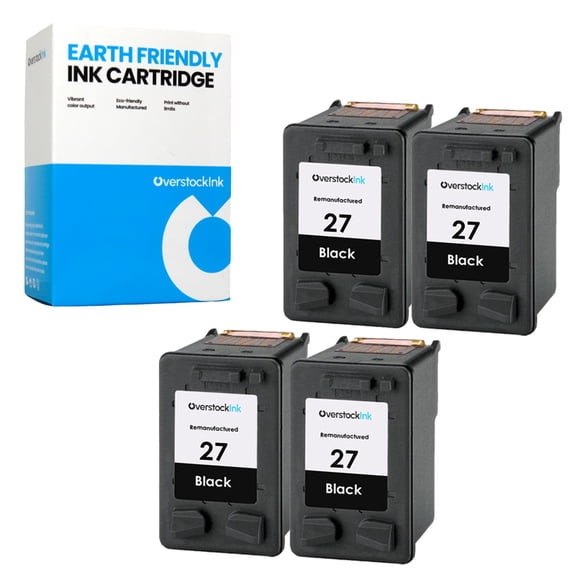 OverstockInk 27 Cartridges Compatible for HP 27 Ink Cartridge for DeskJet 3520 3535 3550 3620 3620v 3650 3650v 3651 3653 3740 3740v 3744 3745 3745v 3747 3840 3843 3845 3845xi 3847 5160 (4 Black)