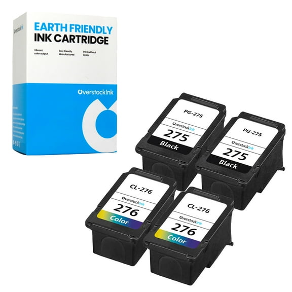 OverstockInk 275 276 Ink Cartridges 4-Pack Compatible for Canon PG-275 CL-276 for PIXMA TS3522 (2 Black, 2 Tri-color)