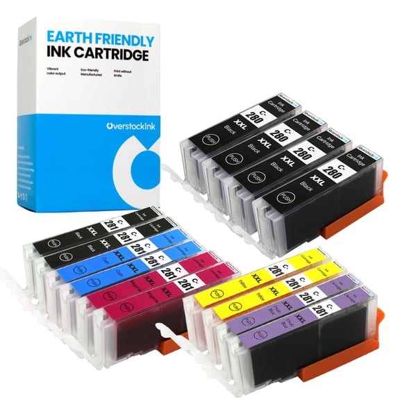 OverstockInk 280XXL 281XXL Cartridges 14-Pack Compatible for Canon PGI-280 CLI-281 for PIXMA TS8120 (4 PGBK, 2 each BK,C, M, Y, PB)