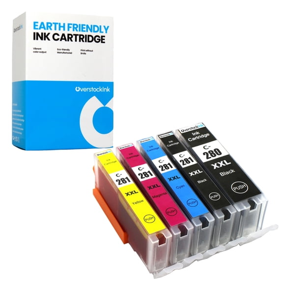 OverstockInk 280XXL 281XXL Ink Cartridges 5-Pack Compatible for Canon PGI-280 CLI-281 for PIXMA TS9520 (1 each PGBK, BK, C, M, Y)