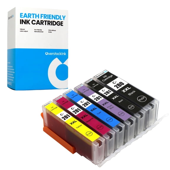 OverstockInk 280XXL and 281XXL Ink Cartridges 6-Pack Compatible for Canon PGI-280 CLI-281 Ink for PIXMA TS8320 (1 each PGBK, BK, C, M, Y, PB)