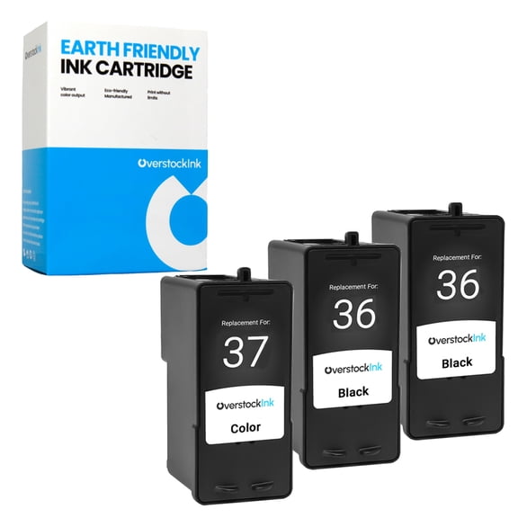 OverstockInk 36-37 Ink Cartridges Combo Pack 3 Compatible for Lexmark 36 37 Ink Cartridge for X Series X3650 X4650 X5650 X5650es X6650 X6675 Z Series Z2400 Z2420 (2 Black, 1 Color)