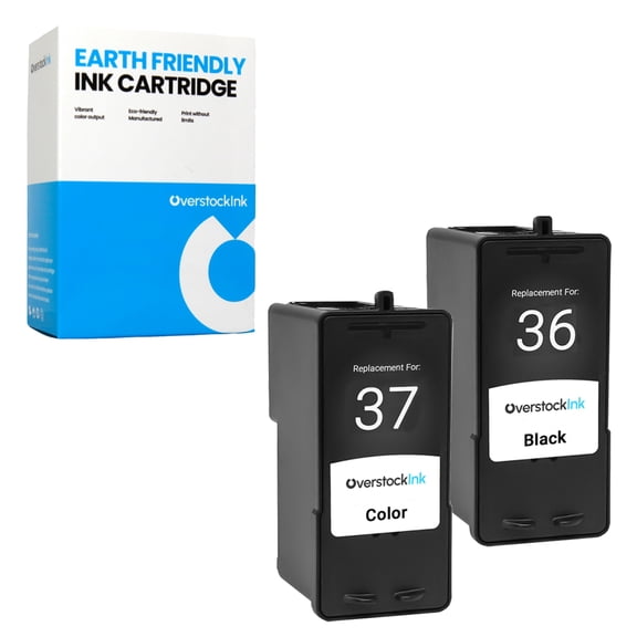 OverstockInk 36-37 Ink Cartridges Compatible for Lexmark 36 37 Ink Cartridge for X Series X3650 X4650 X5650 X5650es X6650 X6675 Z Series Z2400 Z2420 (1 Black, 1 Color)