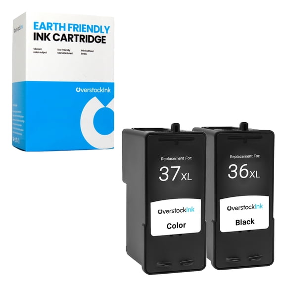 OverstockInk 36XL 37XL Ink Cartridges Compatible for Lexmark 36 37 Ink Cartridge for X Series X3650 X4650 X5650 X5650es X6650 X6675 Z Series Z2400 Z2420 (1 Black, 1 Color)