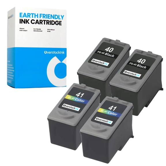 OverstockInk 40 41 Printer Ink Cartridges Compatible for Canon PG-40 CL-41 Ink Cartridge for PIXMA MP140 MP150 MP160 MP170 MP180 MP190 MP220 MP450 MP460 MP470 MX300 MX310 MX318 (2 Black, 2 Tri-color)