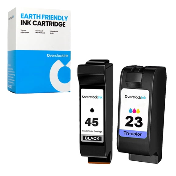 OverstockInk 45 23 Ink Cartridges Compatible for HP 45 23 Ink for Color Copier 140 145 150 155 160 170 260 270 DeskJet 1120C 1120Cse 1125C 710 710C 712 712C 720 720C 722 722C (1 Black, 1 Tri-color)
