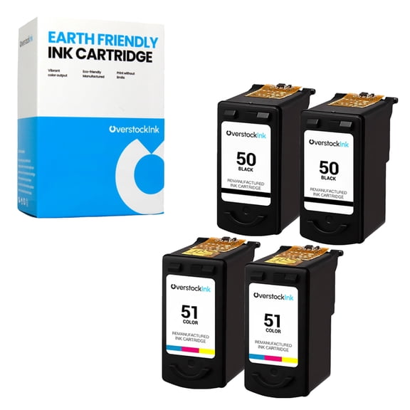 OverstockInk 50 51 Ink Cartridges Compatible for Canon PG-50 CL-51 Ink Cartridge for PIXMA MP150 MP160 MP170 MP180 MP450 MP460 MX300 MX310 MX318 (2 Black, 2 Tri-color)
