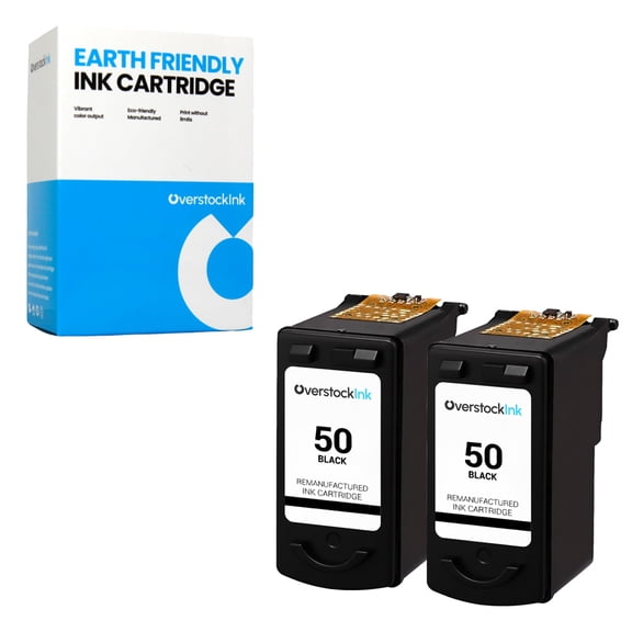 OverstockInk 50 Ink Cartridges Compatible for Canon PG-50 Ink Cartridge for FAX JX200 JX210P JX300 PIXMA MP150 MP160 MP170 MP180 MP450 MP460 MX300 MX310 MX318 (2 Black)