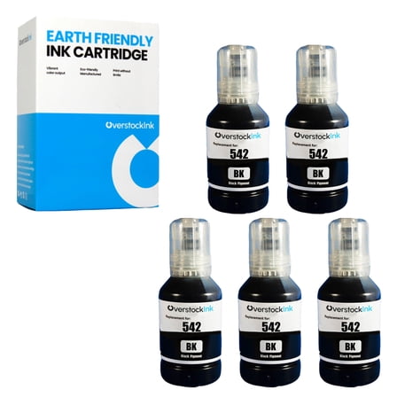 OverstockInk 542 Black Printer Ink Bottles Compatible for Epson 542 T542 for EcoTank Pro ET-5180 (5 Black)