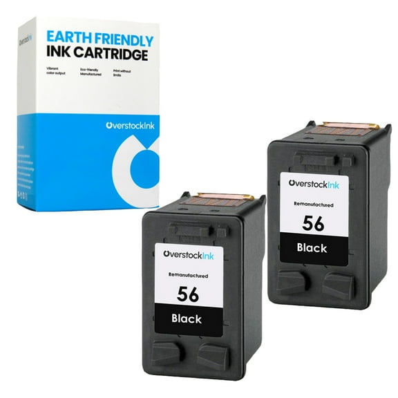 OverstockInk 56 Black Ink Cartridge Compatible for HP 56 for OfficeJet 4110 (2 Black)
