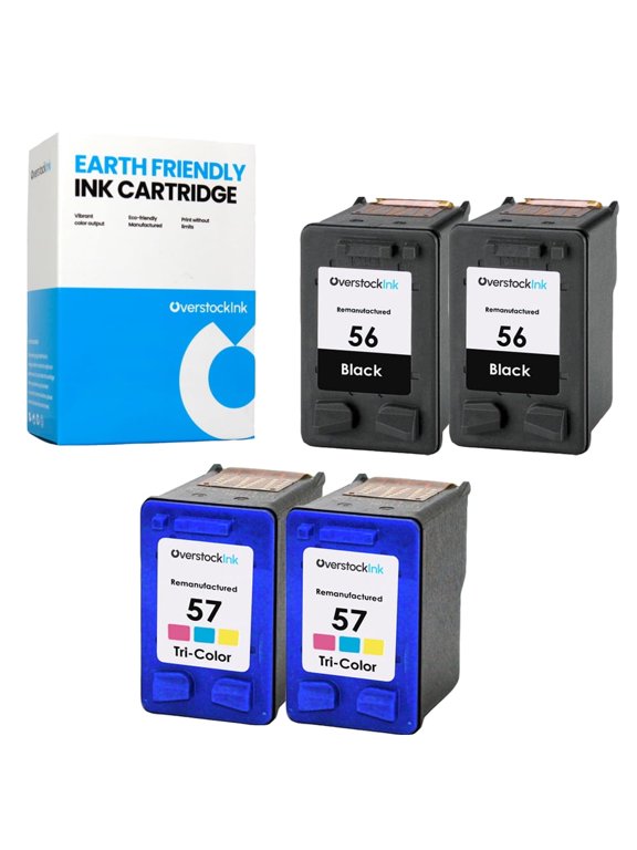 OverstockInk 56 and 57 Ink Cartridges Compatible for HP56-57 for PSC 2110 2200 2400 (2 BK, 2 C)