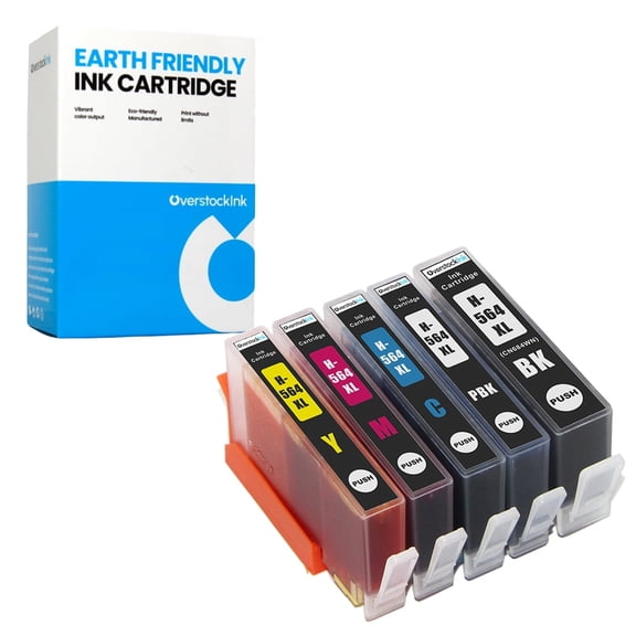 OverstockInk 564XL Combo Pack of 5 Ink Cartridges Compatible for HP564 for OfficeJet 4610 (1 each BK, C, M, Y, PB)