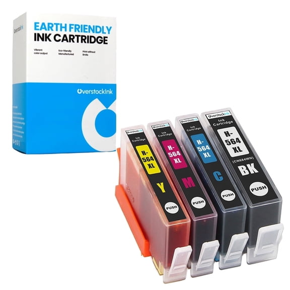 OverstockInk 564XL Ink Cartridges 4-Pack Compatible for HP 564 PhotoSmart C510 (1 each BK, C, M, Y)