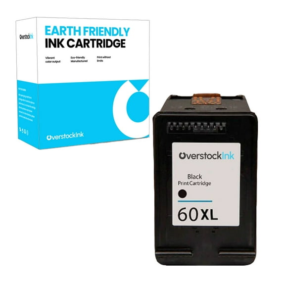 OverstockInk 60XL Black Ink Cartridge Compatible for HP 60 Ink Cartridge for DeskJet D1620 D1630 D1658 ENVY 100 110 111 (1 Black)