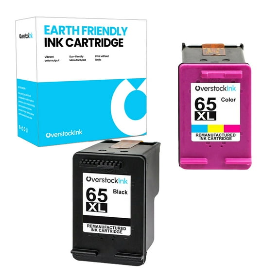 OverstockInk 65XL Ink Cartridges Combo Pack of 2 Compatible for HP 65XL fits HP DeskJet AMP ENVY (1 Black, 1 Color)