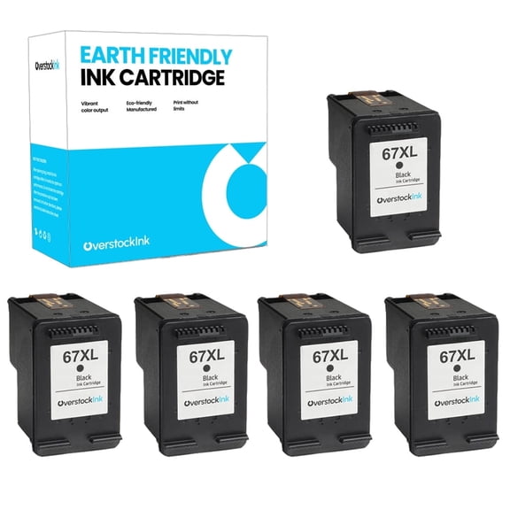 OverstockInk 67 Black Ink Cartridges XL Compatible for HP 67 DeskJet 2734e 2742e 2752 ENVY 6055 6055e 6058 (5 Black)