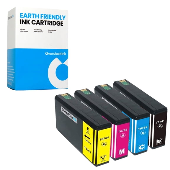 OverstockInk 676XL Ink Cartridges Compatible for Epson 676 676XL for Workforce Pro WF-4010 (1 each BK, C, M, Y)