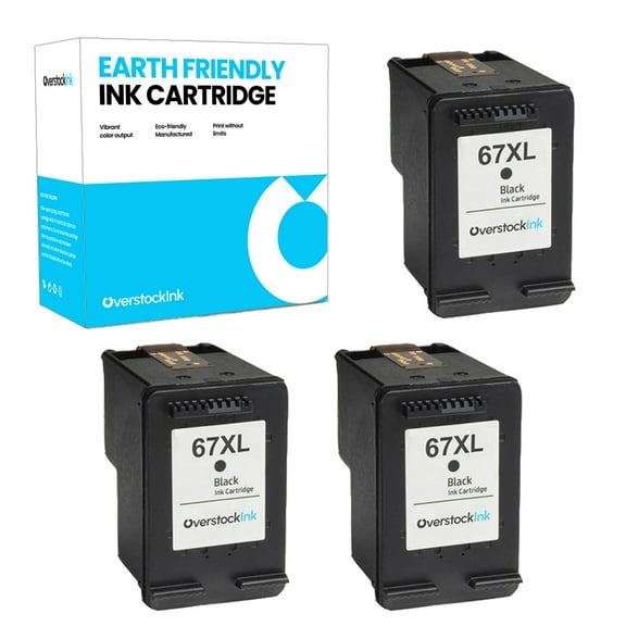 OverstockInk 67XL Ink Black Cartridges Compatible for HP 67 Black Ink Cartridge for DeskJet 2722 2722e 2723e ENVY 6032e 6034 6034e (3 Black)