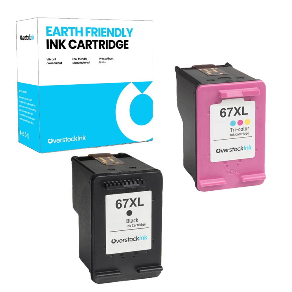OverstockInk 67XL Ink Cartridges Combo Pack of 2 Compatible for HP 67 ...