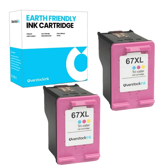 OverstockInk 67XL Tricolor Ink Cartridge Compatible for HP 67 Color Ink Cartridge for DeskJet 2752e 2755 2755e ENVY 6065e 6066e 6075 (2 Tricolor)