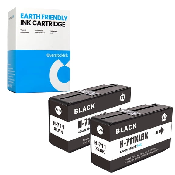 OverstockInk 711 Black Ink Cartridges Compatible for HP711 for DesignJet T520 (2 Black)