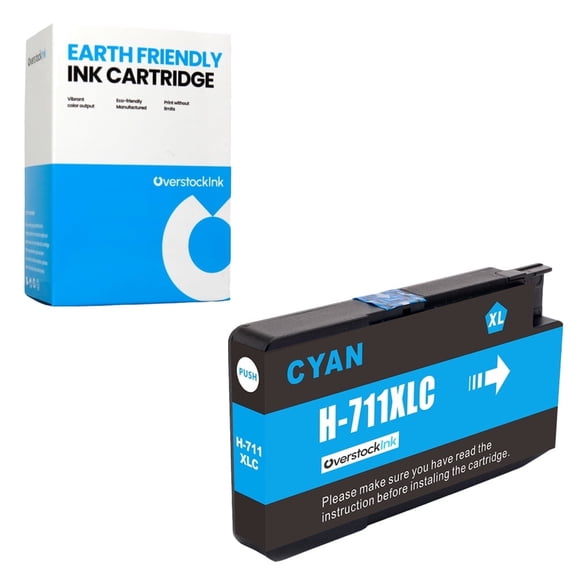 OverstockInk 711 Cyan Ink Cartridge Compatible for HP 711 Ink Cartridge for DesignJet T120 (1 Cyan)