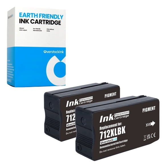 OverstockInk 712 Black Ink Cartridges Compatible for HP 712 for DesignJet T650 (2 Black)