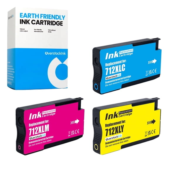 OverstockInk 712 Color Ink Cartridges Compatible for HP712 for DesignJet T210 (1 each Cyan, Magenta, Yellow)