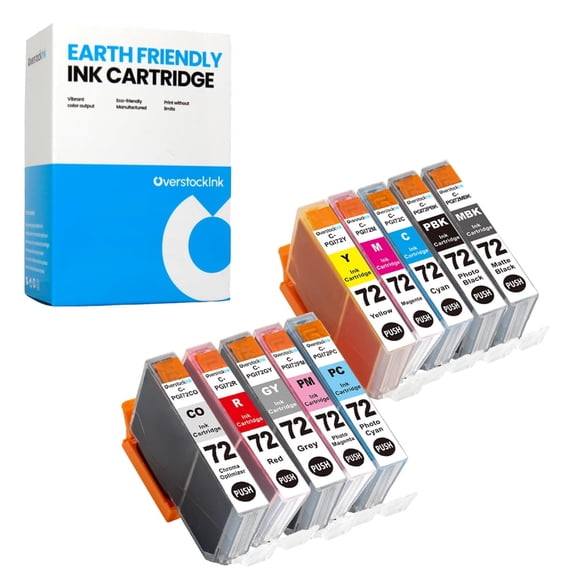 OverstockInk 72 10-Pack Ink Cartridges Compatible for Canon PGI-72 PIXMA PRO-10, PRO-10S (1 each MBK, PBK, C, M, Y, PC, PM, GY, R, CO)