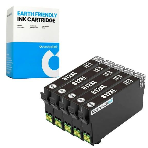 OverstockInk 812 XL Ink Cartridges Compatible for Epson 812 812XL for Workforce Pro WF-7840 (5 Black)