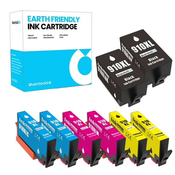 OverstockInk 8PK 910XL Ink Compatible for HP 910 Ink for OfficeJet 8018 8022e (2 each Black, Cyan, Magenta, Yellow)