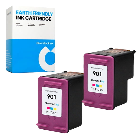 OverstockInk 901 Ink Cartridge Color Compatible for HP 901 Ink Cartridge for DeskJet P2500 OfficeJet 4500 G510a G510g G510n J4500 J4524 J4525 J4535 J4540 J4550 J4580 J4585 J4624 J4640 J4660 (2 Color)
