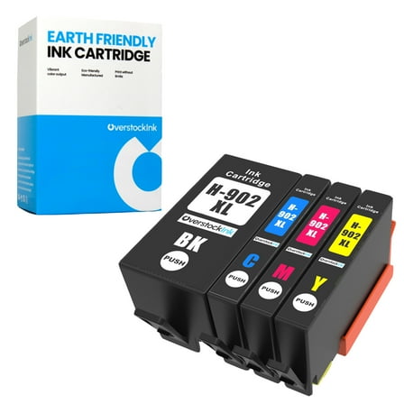 OverstockInk 902XL Ink Cartridge Combo Pack of 4 Compatible for HP 902 902XL for OfficeJet Pro (1 each Black, Cyan, Magenta, Yellow)