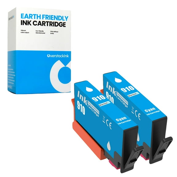 OverstockInk 910 Cyan Printer Ink Cartridges Compatible for HP 910 for OfficeJet Pro 6966 (2 Cyan)