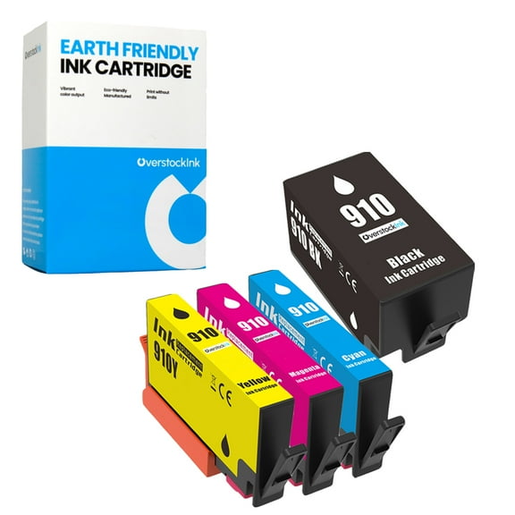 OverstockInk 910 Ink Cartridge Combo Pack of 4 Compatible for HP 910 for OfficeJet 6958 (1 each BK, C, M, Y)