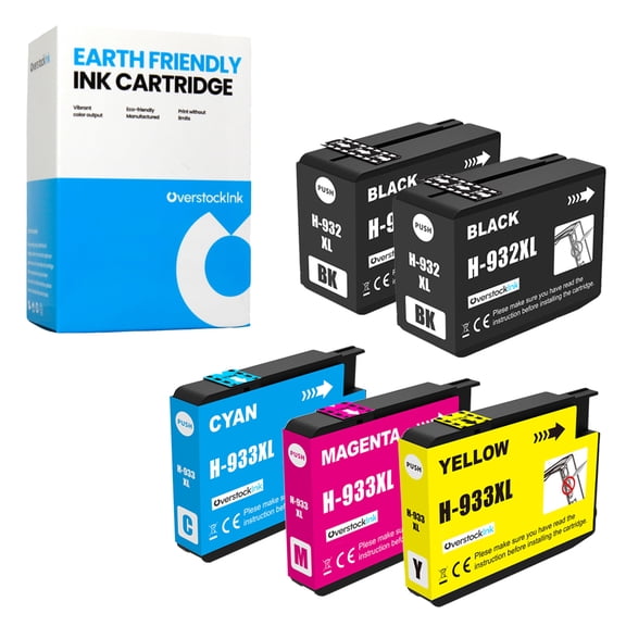 OverstockInk 932XL 933XL Combo Pack Ink Cartridges Compatible for HP 932XL 933XL for OfficeJet 7510 (2 BK, 1 each C, M, Y)