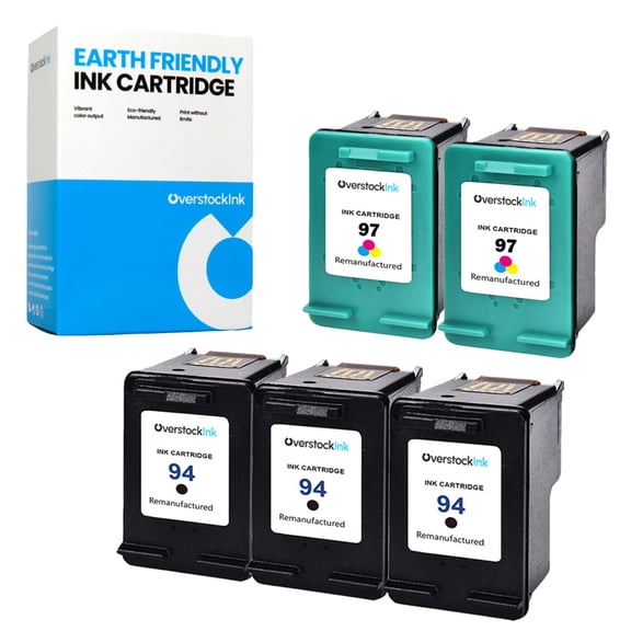 OverstockInk 94 97 Combo Pack of 5 Cartridges Compatible for HP 94 97 for PSC 2355 (3 BK, 2 C)