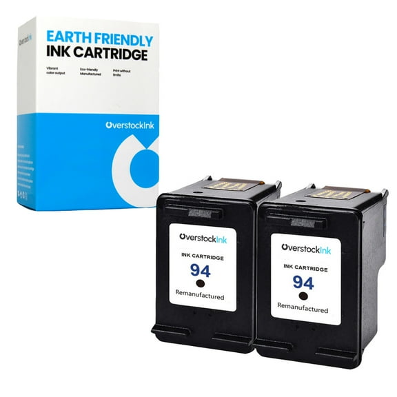 OverstockInk 94 Black Ink Cartridge Compatible for HP 94 for PhotoSmart 2605 (2 Black)